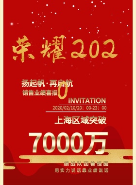 7000万 销售业绩喜报 上海区域突破 扬起帆·再启航 图怪兽团队战绩 INVITATION 用实力说话靠业绩说话 2019/02/10/20：00-23：00 喜报