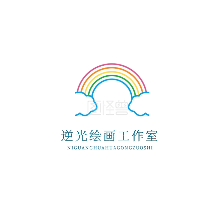 彩色几何创意简约逆光绘画工作室logo
