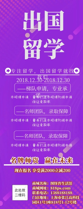 格子背景简约留学招生海报