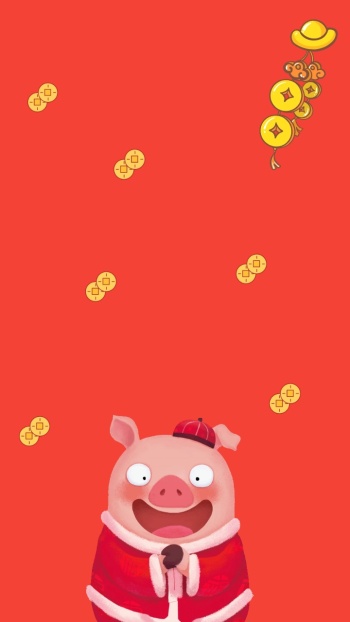 恭喜发财之可爱猪猪女孩手机壁纸