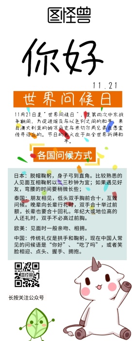 卡通世界问候日营销长图