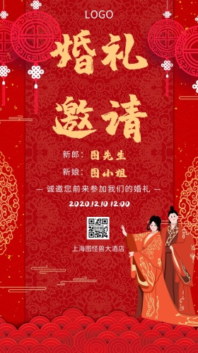 新婚快乐中国风婚礼邀请函