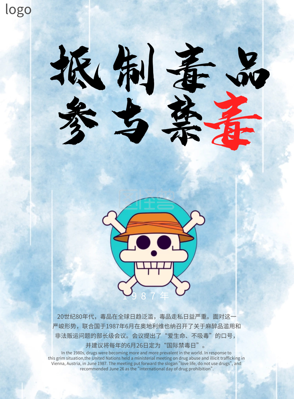 点击"编辑"按钮,可对《国际禁毒日海报》进行在线ps图片编辑