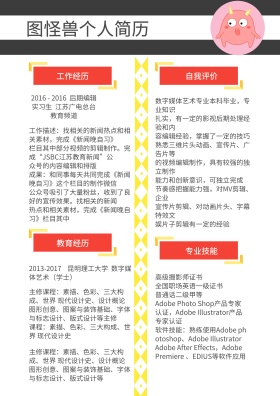 黑色白色黄色线条简约求职简历
