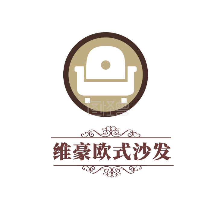 黄色沙发卡通插画欧式家具电商logo