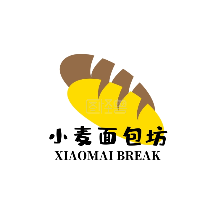 小麦面包坊美食黄色创意logo设计