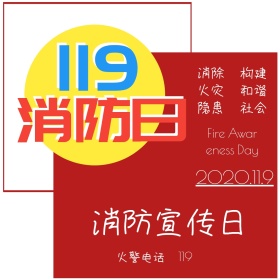 消防宣传日简约消除火灾隐患公众号配图