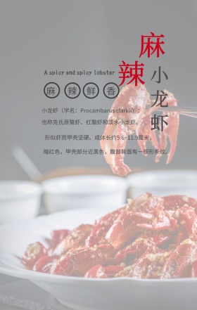 麻辣小龙虾红色白色创意美食手机海报