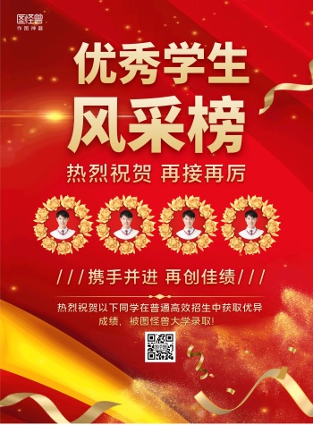 红金大气优秀学生风采展示海报