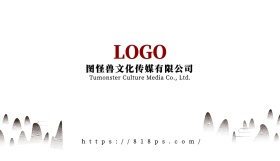 古风中式水墨山水简约名片