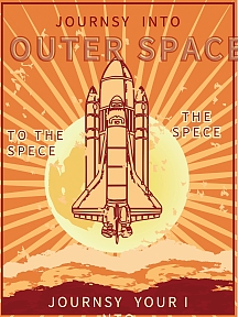 原创复古太空火箭发射海报