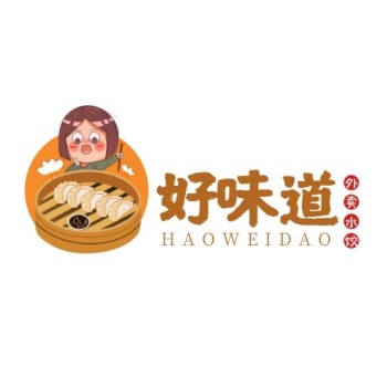 好味道外卖水饺黄色卡通手绘logo标志