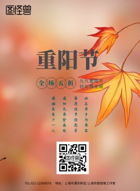 菊花小清新重阳节老人节宣传海报模板