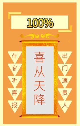 喜从天降 在家听喜报 出门遇贵人 心愿贴许愿求祝福手机海报