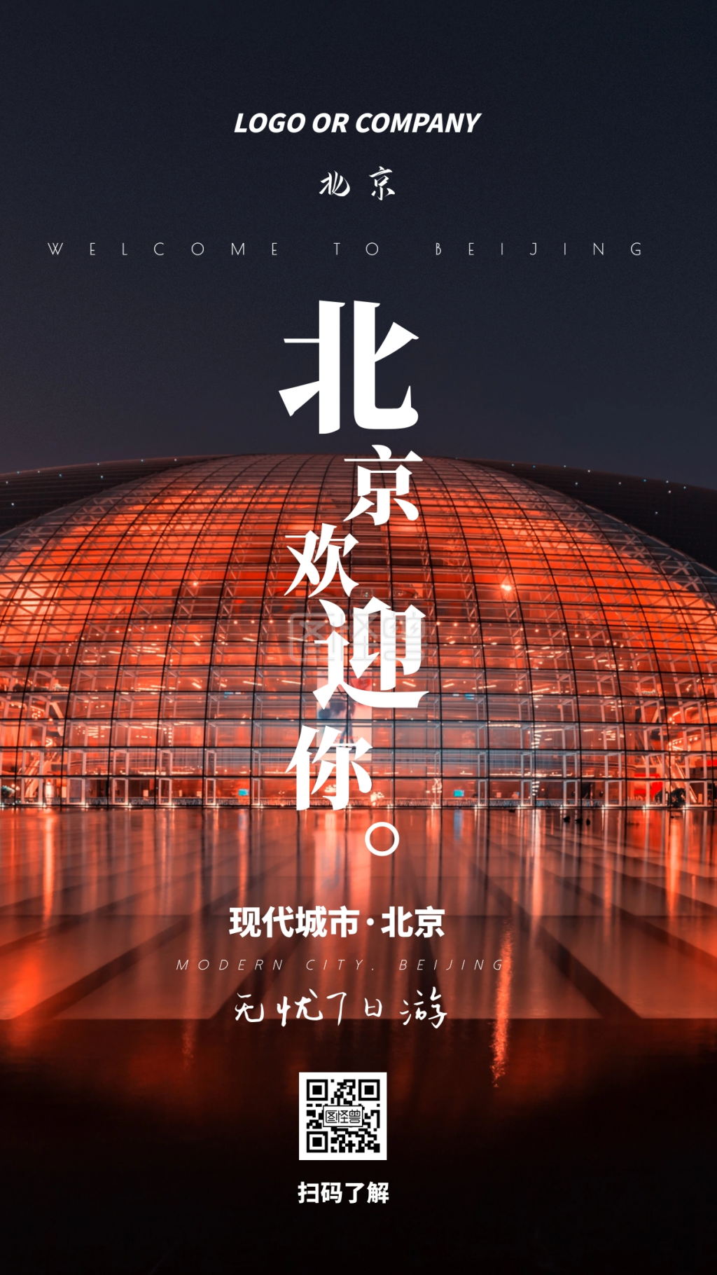 旅游出行现代城市首都北京旅行宣传手机海报