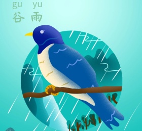 绿色梦幻谷雨节气红包朋友圈封面