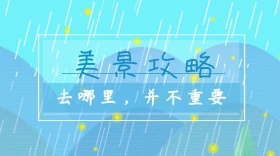 旅游蓝色简约公众号封面