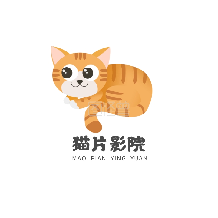 电影影院卡通猫可爱创意简约logo头像