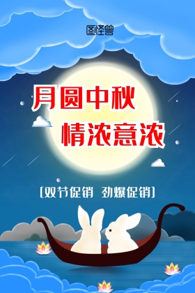 迎中秋庆国庆双节促销展示海报
