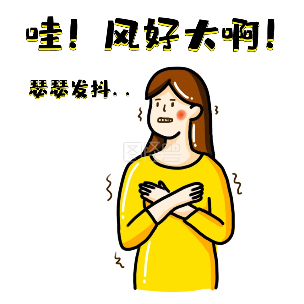 风好大表情包白色卡通可爱
