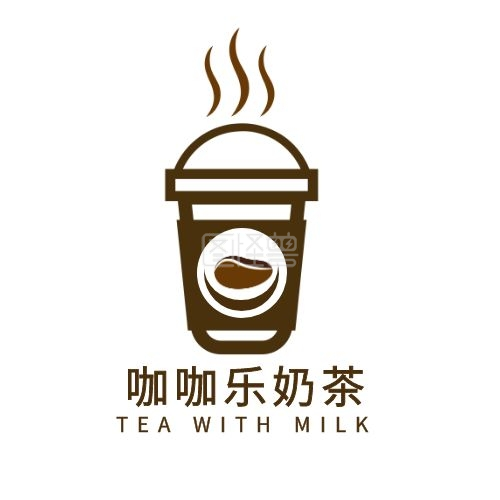网咖logo-棕色咖啡色简约咖咖乐奶茶logo在线图片制作-图怪兽