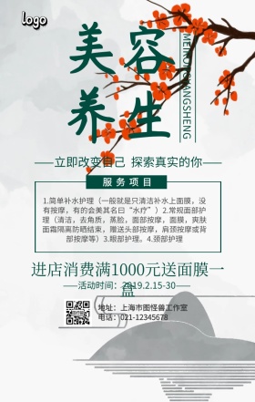 美容院项目背景手机营销海报