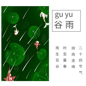 黑色古风谷雨节气宣传公众号正方形配图