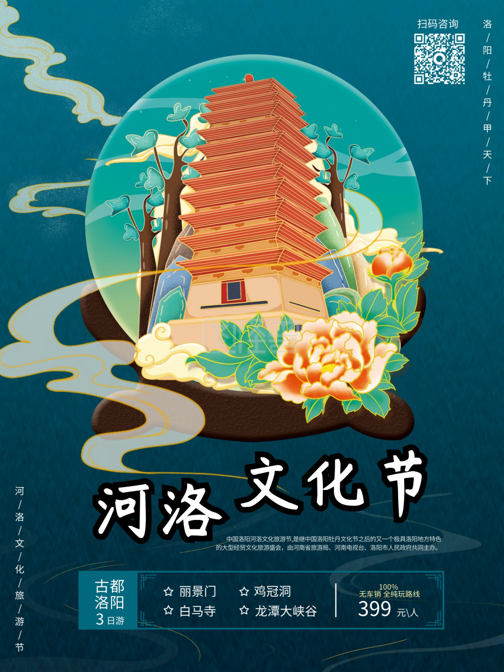 洛阳三日游旅游海报