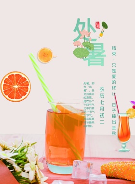小清新创意节气处暑海报展板