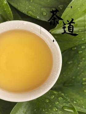 品茶茶道原创插画海报