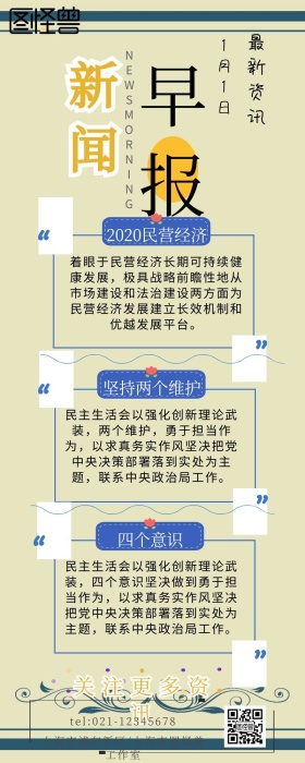 波点几何新闻早报白色简约营销长图