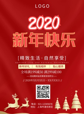 2019金典红色喜庆猪年快乐海报