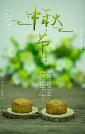 月饼月亮兔子灯笼中秋手机海报