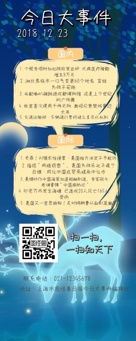 今日大事件蓝色白色卡通活泼新闻营销长图
