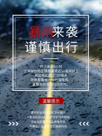 暴雨提醒安全警示海报