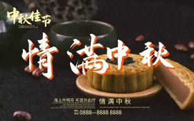 大气情满中秋中秋节立体字海报