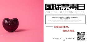 简约国际禁毒日呼吁公益海报模板