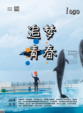 公司文化励志拼搏努力摄影海豚海报