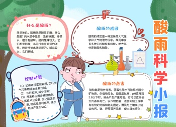 卡通风酸雨科学小报手抄报