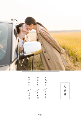 浪漫七夕简约沙滩黑白竖版配图