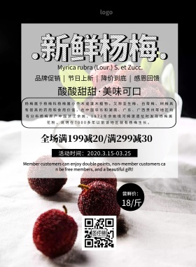 杨梅手绘插画简约美食促销印刷海报