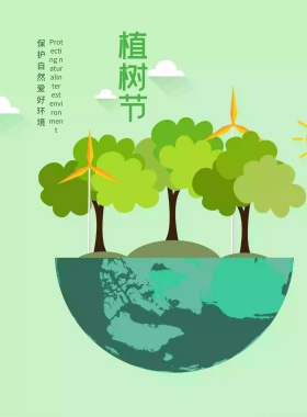 小清新手绘植树节海报展板