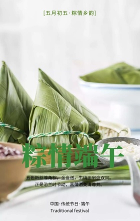 端午节传统节日绿色简约手机海报