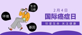 国际癌症日紫色扁平化公众号封面