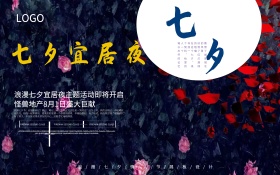 浪漫七夕宜居夜房地产活动促销展板设计