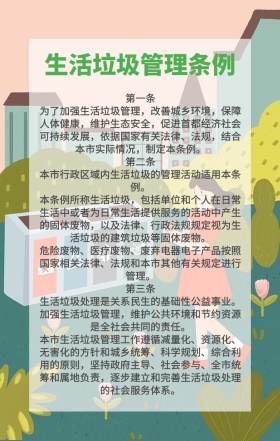 简约生活垃圾管理条例宣传手机海报