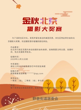 金秋北京街道摄影大奖赛宣传海报
