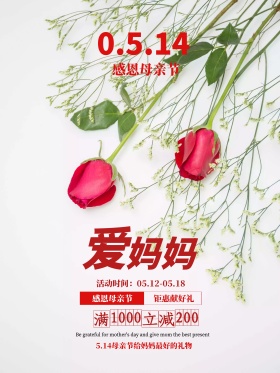 母亲节感恩促销海报