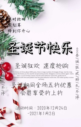 白色浪漫圣诞节手机营销海报
