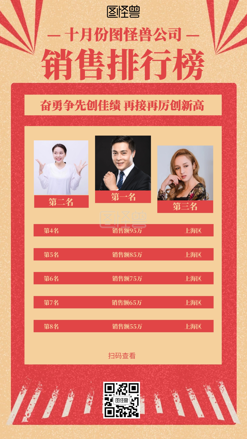 红色销售排行榜海报